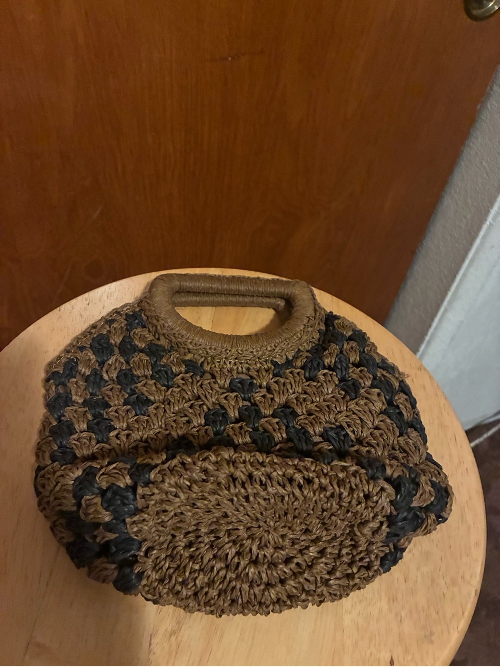 NOEL Handwoven Crochet Tote in Brown & Black